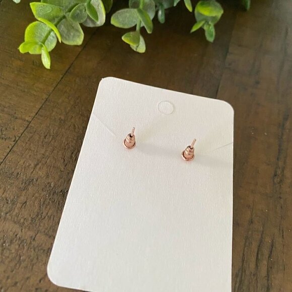 Rose Gold Open Work Heart Post Earrings - Picture 4 of 4